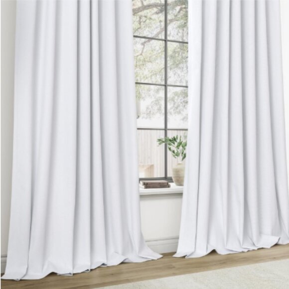 White Linen Blackout Curtains 41 x 83 Curtain Panels Pinch Pleat Back Tabs PAIR - Picture 3 of 16